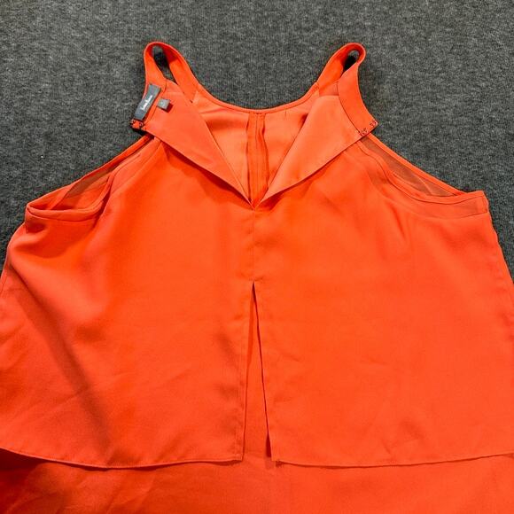 Neiman Marcus Tank Top Womens Large Bright Peach Sleeveless Halter Layered Crepe - Picture 8 of 9